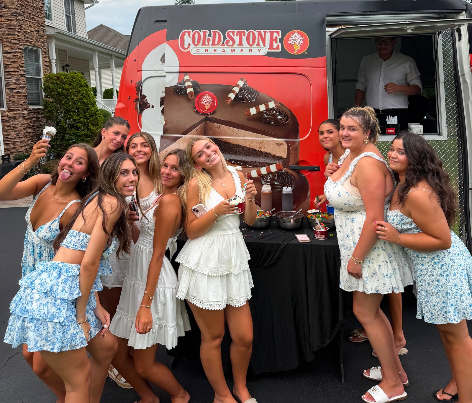 Guests gathered at the Cold Stone ice cream truck